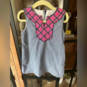 Vineyard Vines shift dress toddler girl embroidered sleeveless navy pointelle